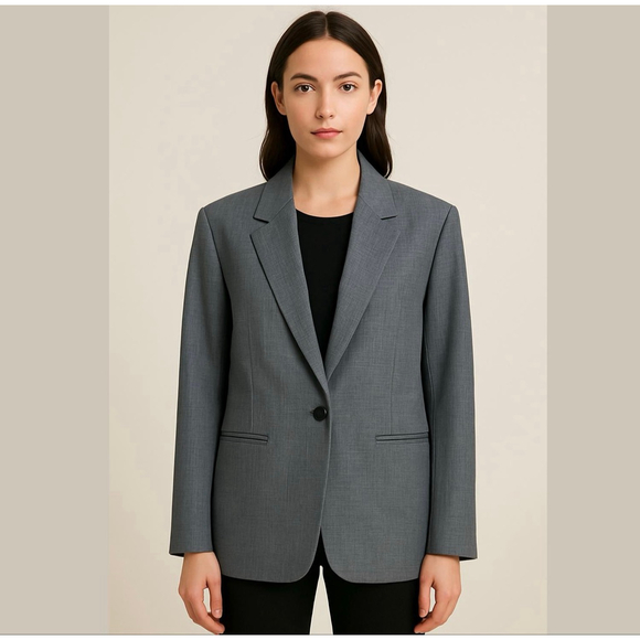 Halogen - Blue White Single Button Lined Blazer Sz 14 - Picture 1 of 12